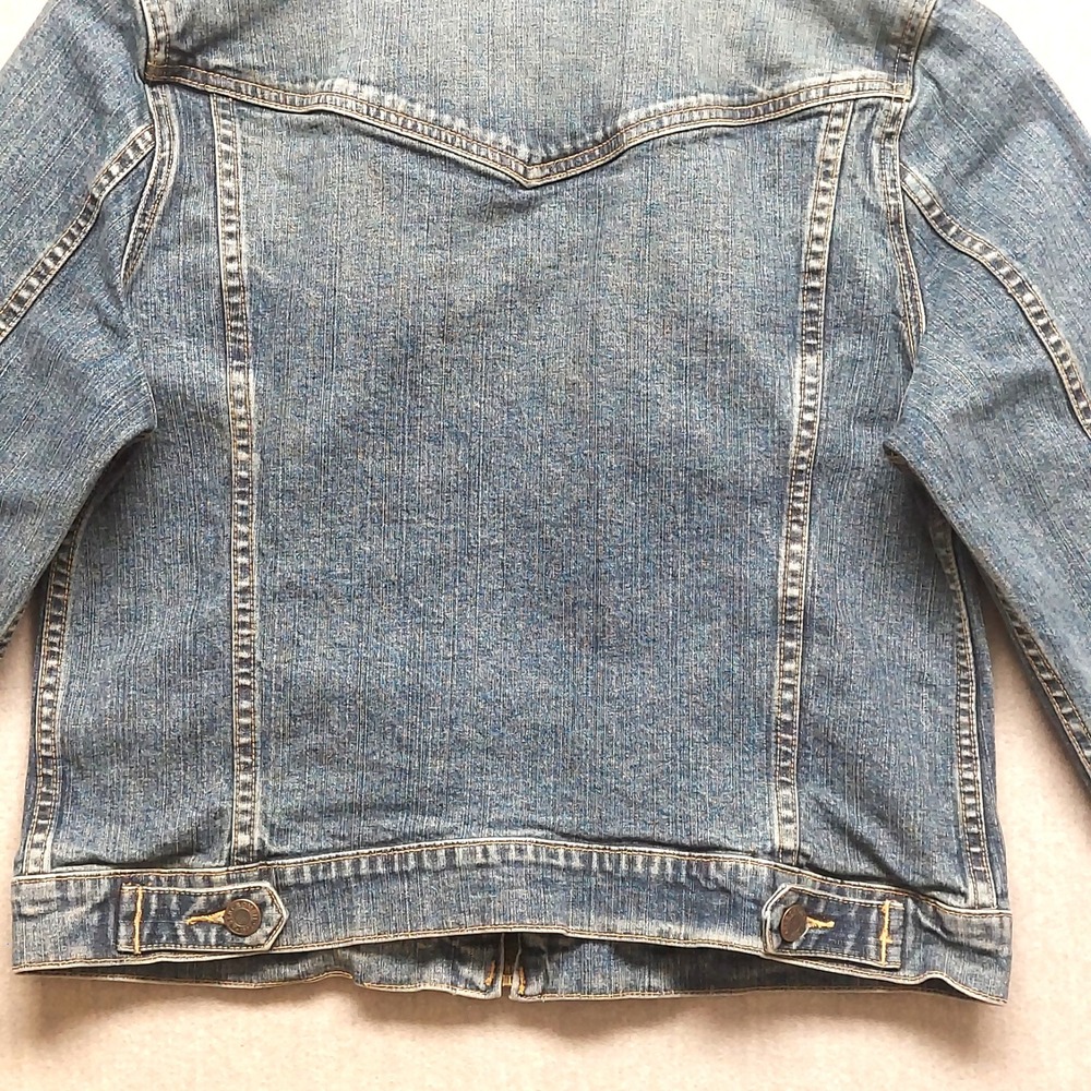 Abercrombie & Fitch Women L Denim Jacket Medium Wash Full Zip Trucker Streetwear - Picture 12 of 16
